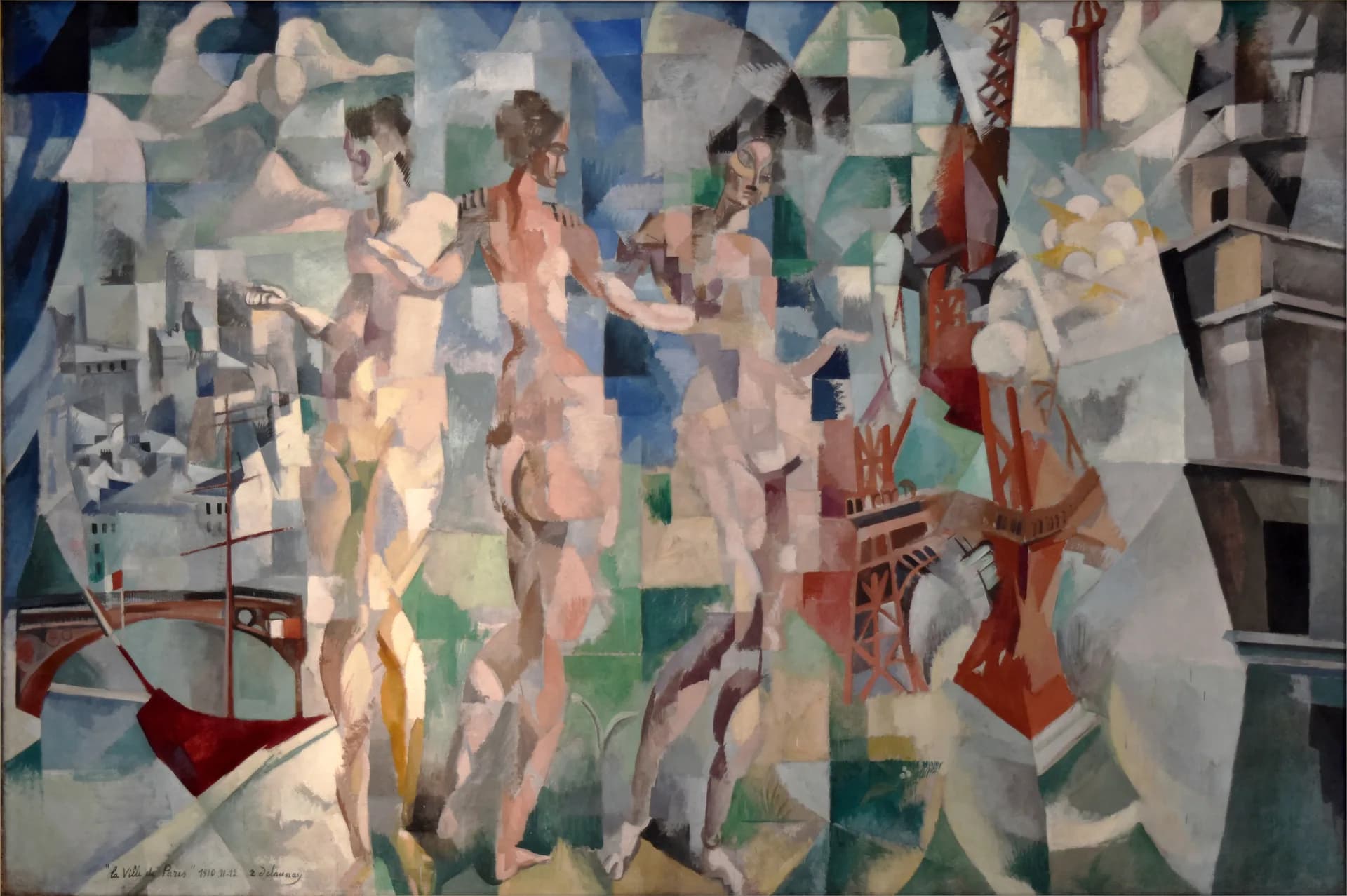 로베르 들로네, 〈파리 시〉, 1910–1912. 큐비즘의 분절된 구조가 색채와 도시의 리듬으로 확장된 사례.